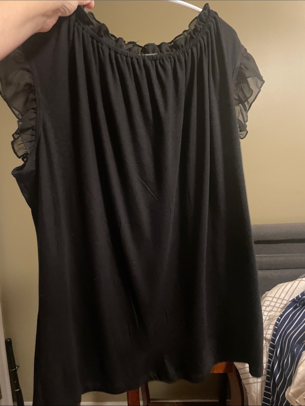Storm Black Off-Shoulder Ruffle Sleeve Camisole